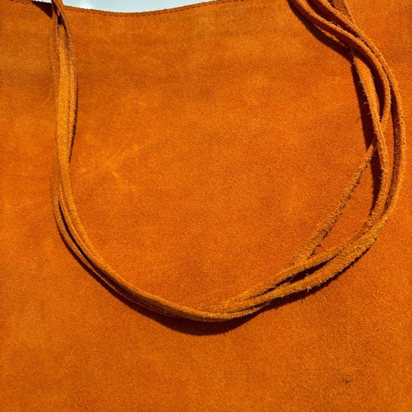 BAG TOTE PURSE Suede Orange Unbranded Shoulder Bag with Fringe - Picture 12 of 13